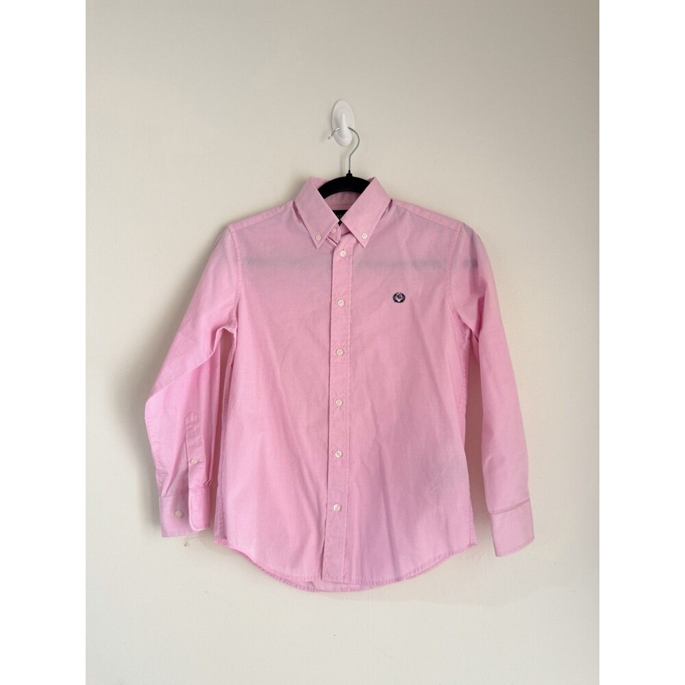 Designer Ralph Lauren Boys Pink Polo Shirt Long Sleeve Size 12 Formal Party